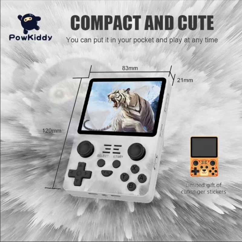 POWKIDDY New RGB20S Handheld Game Dual Card Console Retro Open Source System RK3326 3.5-Inch 4:3 IPS Screen Built-in 20000 Games