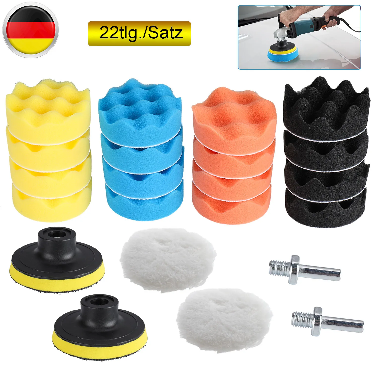 

22pcs/Set Polishing Wave Sponge Disc Pads For Machine Motorcycles Car Beauty Waxing Cleaning Paint Repair And Maintenance