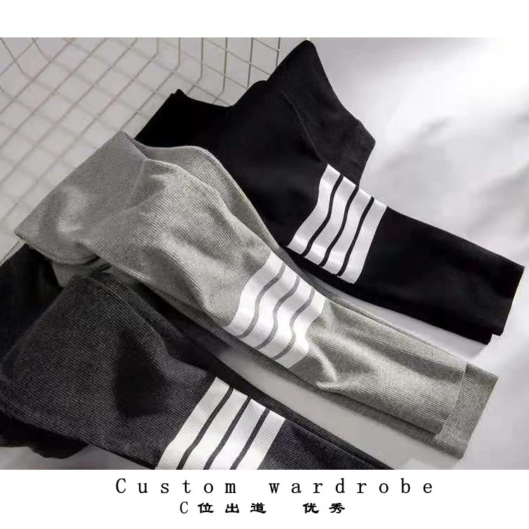 TB spring and autumn thin leggings women's outer wear thin fade hip lift four bar knitted elastic skinny pants summer