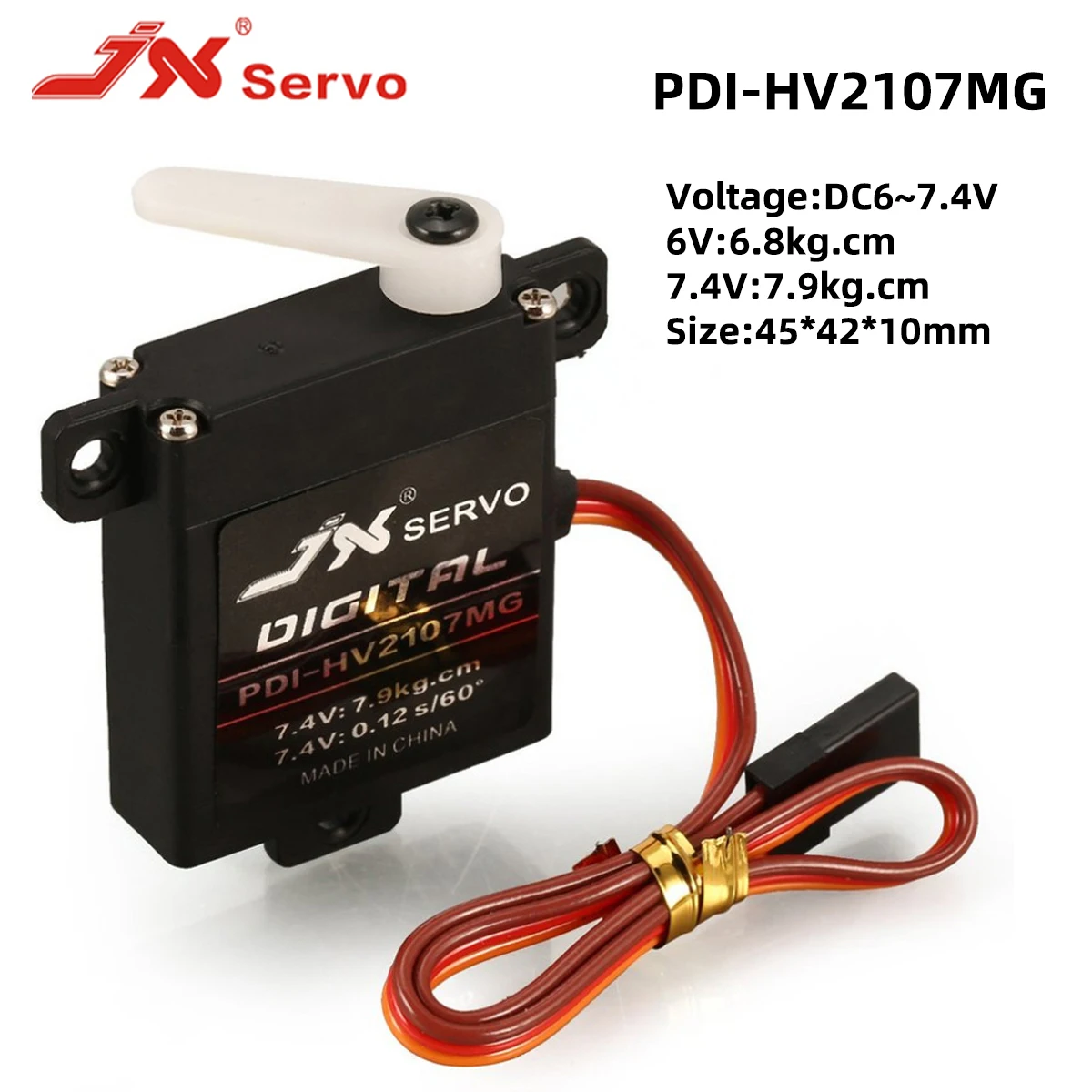 

JX PDI-HV2107MG 7.9kg Steering Torque Mini Digital Metal Gear Core Servo CE Certificated for RC Fixed Wing Airplane Plane