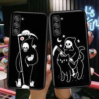 death rides black cat phone cover hull for samsung galaxy s6 s7 s8 s9 s10e s20 s21 s5 s30 plus s20 fe 5g lite ultra edge