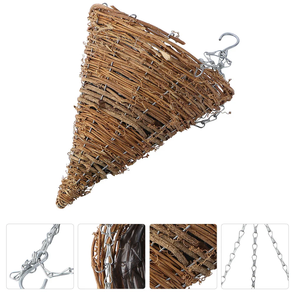 

2 Pcs Flower Basket Hanging Decorative Planters Large Plastic Iron Container Pots Outdoor Plants