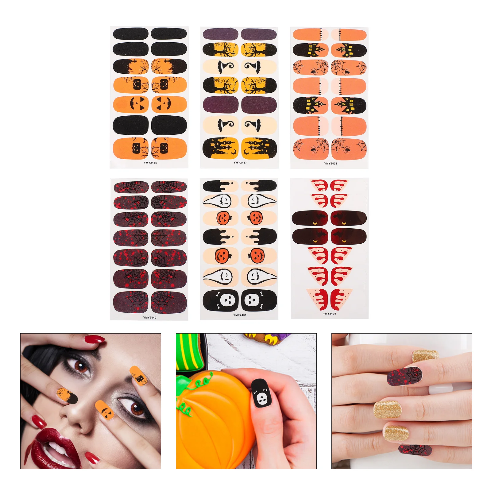 

Nail Decals Halloween Stickers Appliques Embellishments Fingernail Decors Number