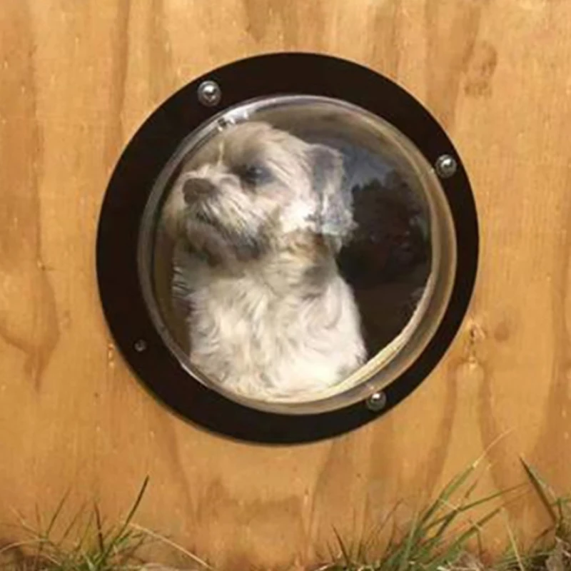 Dog Gate Durable Round Transparent Dog Fence Window Acrylic Outside Backyard Dome Porthole Reduced Barking Pet Supply
