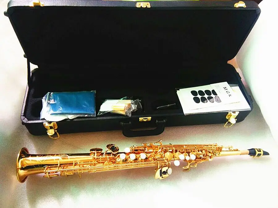

New Japan S901 Bb flat straight Soprano Saxophone High Quality musical instruments professional Sax Mouthpiece and Hard box