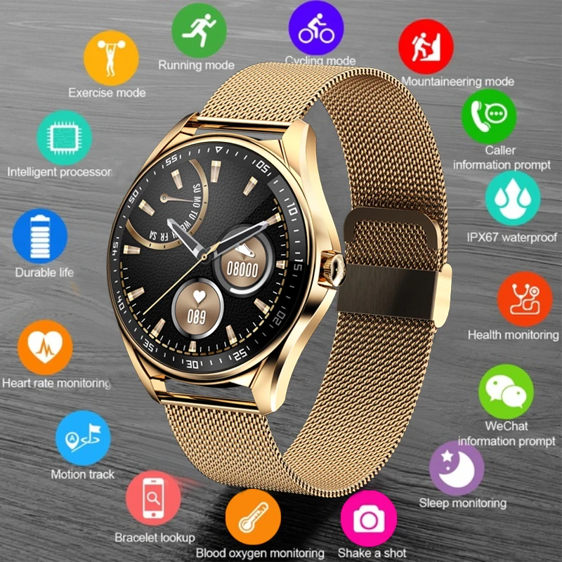 

Смарт-часы Rollstimi мужские водонепроницаемые с сенсорным экраном и поддержкой Bluetooth