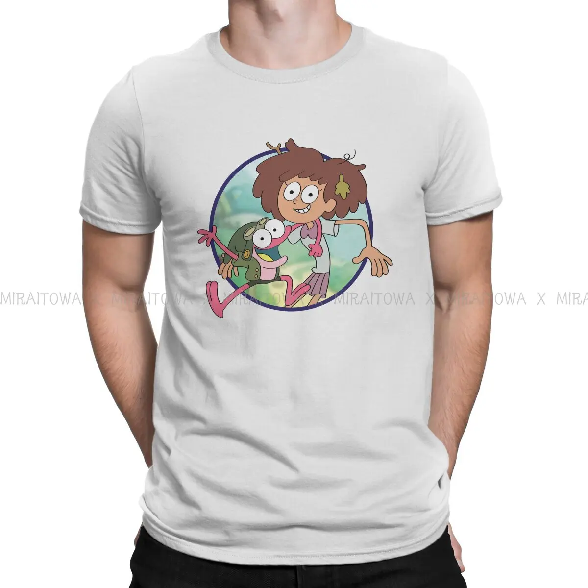 

Amphibia Frog Anime The Lazy Way Tshirt Homme Men's Tees Blusas Loose Cotton T Shirt For Men