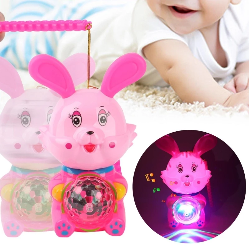 

N80C Rabbit Shape Mid-Autumn Festival Lantern Decoration with Light and Sound Kids Gift for Spring Festivals, Celebrations