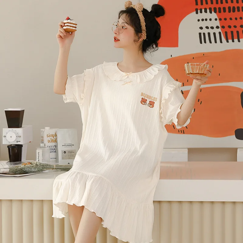 Summer Womens Princess Dress White Sleeveless Sleepshirts Vintage Lady Girls Nightgowns Nightdress Royal Style Pajamas Sleepwear