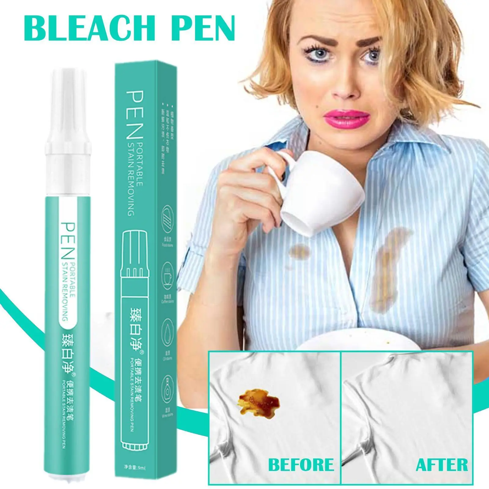 

9ml Portable Bleach Pen For Clothing Quick Stain Removal Grease Stain Remover Laundry Clean Pen Instant Dirt Emergency Trea I1S1