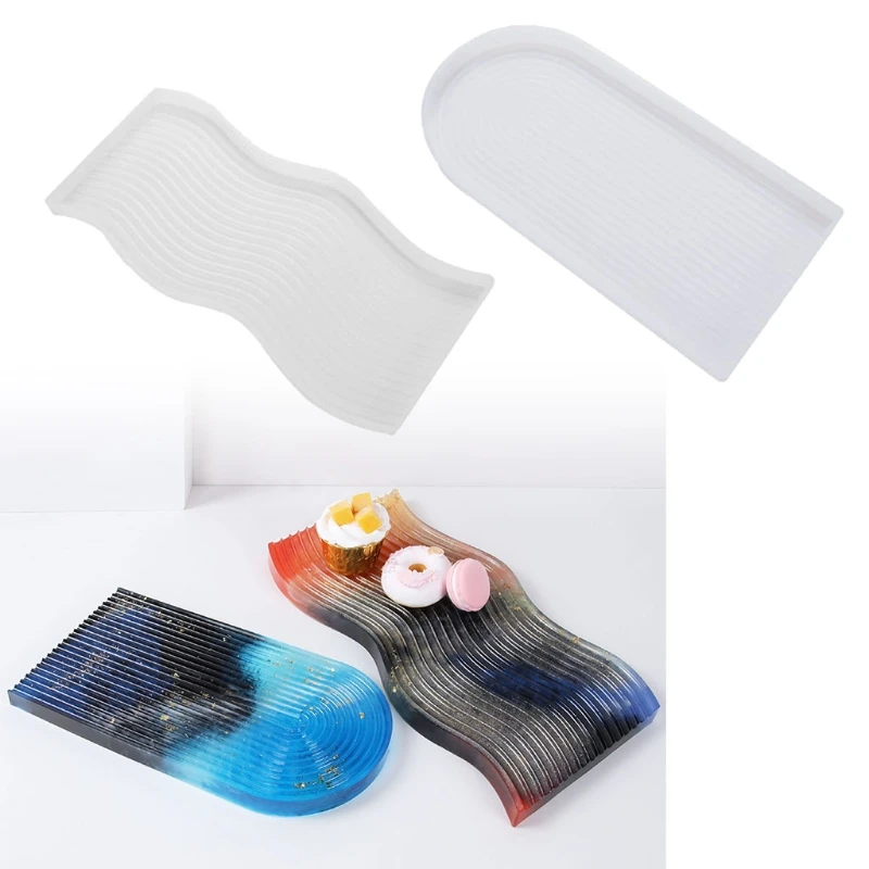 

Wavy Tray Epoxy Resin Mold Serving Board Plate Silicone Mould DIY Crafts Jewelry Decorations Ornaments Casting Tools