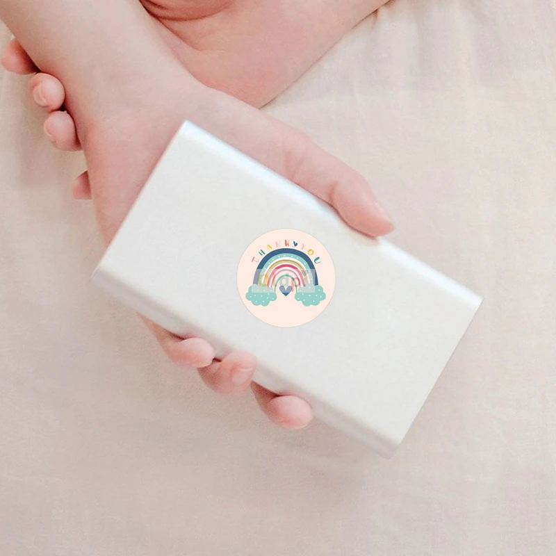 500pcs/roll Sticker for Kids Thank You Sitckers Kawaii Rainbow Cartoon Plant Pink Cute Gift Seal Labels Teacher Reward - купить по