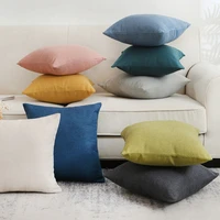 solid plain linen cotton pillow cover yellow beige home decor cushion cover 45x45cm sofa throw pillow car decoration