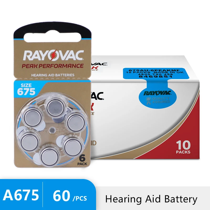 

Аккумулятор для слухового аппарата Rayovac PERK 675/A675, 1,45 в, 675A, A675, 675 PR44, 60 шт.