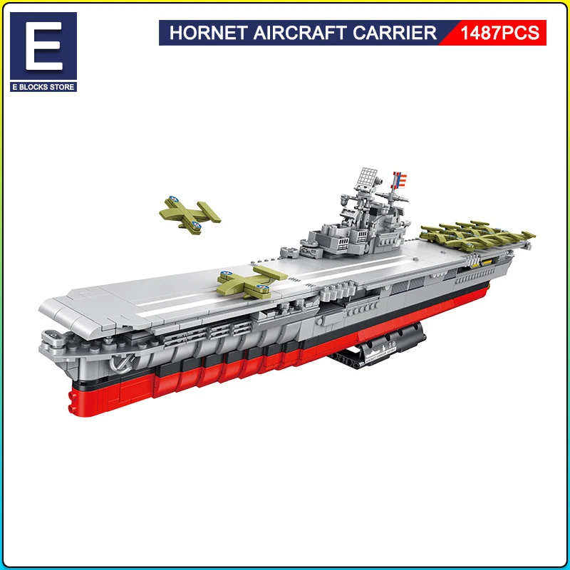 

Конструктор Военный большого размера, конструктор «Hornet» WW2, совместим с Lego MOC, летательный аппарат, Круизер, военный корабль, игрушки для мальчиков, подарки