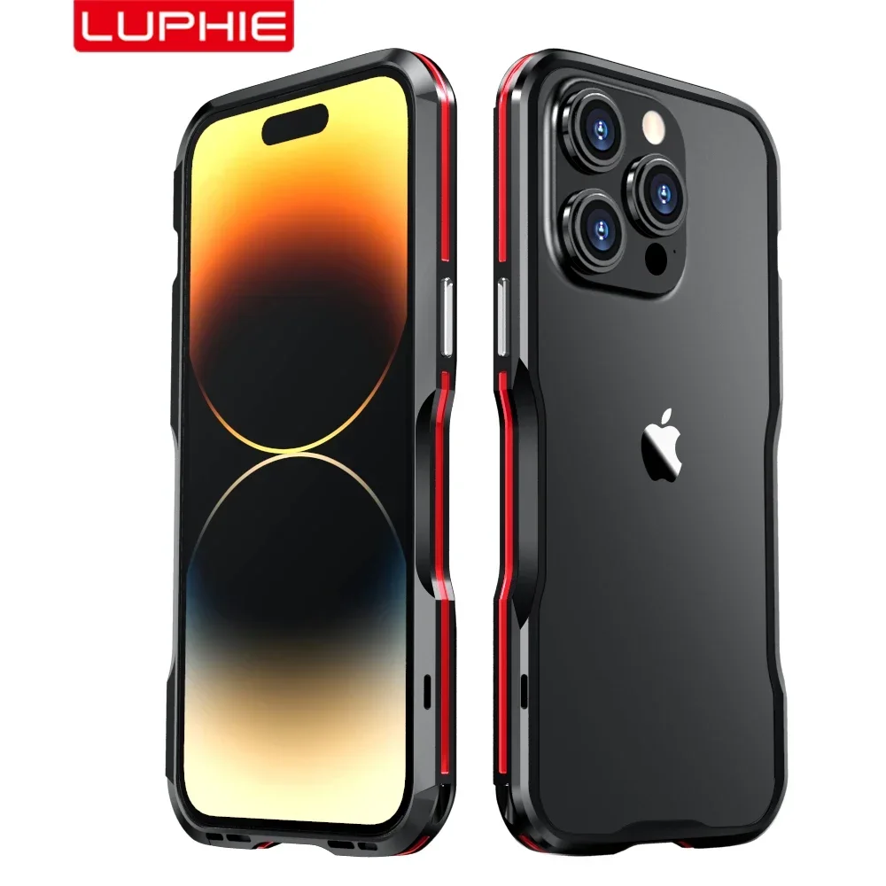 LUPHIE металлическая рамка для iphone 15 14 Pro Max бампер Plus 13 12 11 SE чехол авиационный