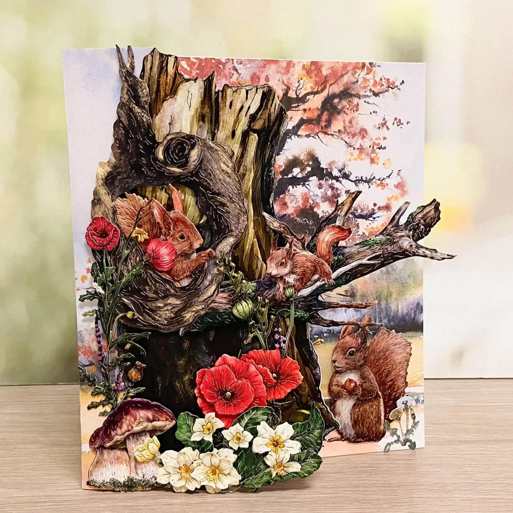 Штампы для скрапбукинга дерево сова цветок гриб рукоделия шаблон фотоальбома