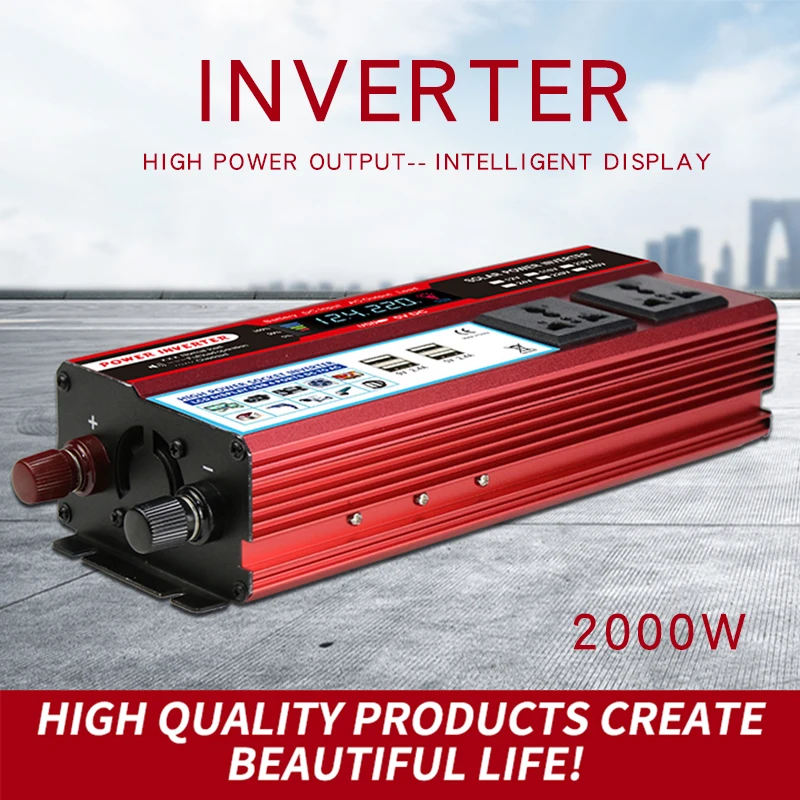 

Pure Sine Waveform Universal Inverter DC 12V24V48V60V to 110V-240V LCD Screen Inverter 1800W/2200W/3000W PowerConverter 50/60HZ