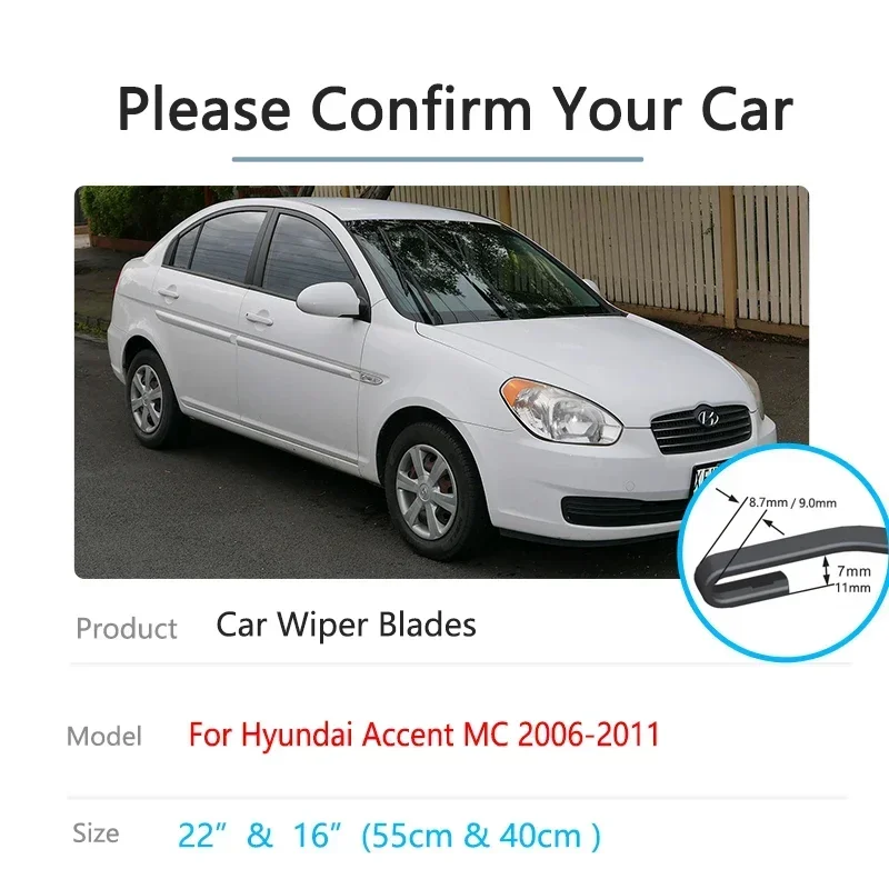 Для Hyundai Accent MC Verna Super Pony Brio Attitude 2006 ~ 2011 автомобильный аксессуар безрамные щетки