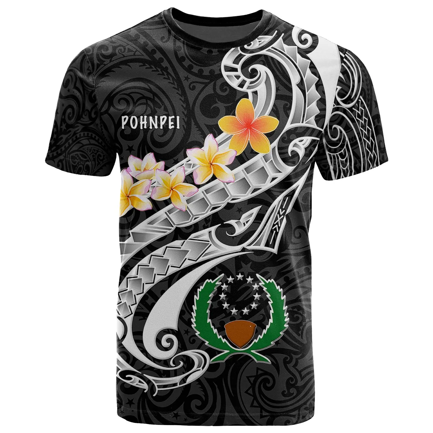 

Men Ladies Short Sleeve Polynesian Pohnpei Culture Tribal Island Retro Tattoo 3d Shirt Summer Streetwear