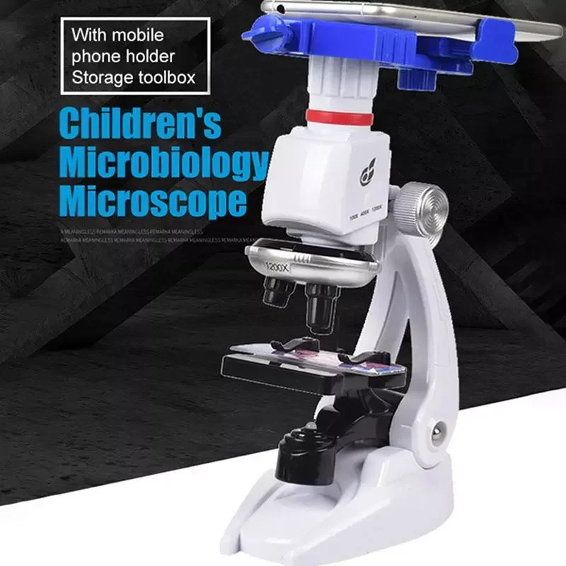 

400X 1200X Microscope Compound LED Student Science Lab Kit With Phone Holder