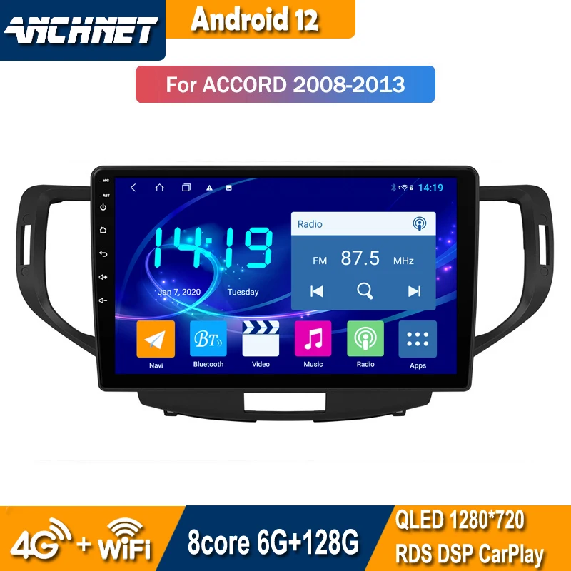 

For Honda Accord 8 2008 2009 2010 2011 2012 Car Radio Multimedia Video Player Navigation GPS Android 12 dvd