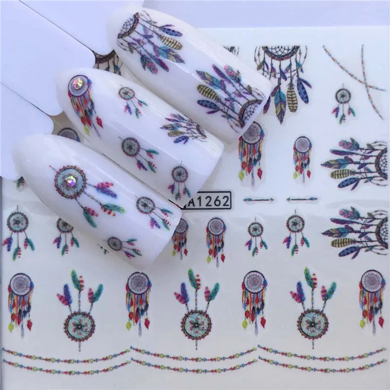 

3D water decals for nail art accessories dream catcher jellyfish pattern DIY manicure foil water transfer slider sticker FW038