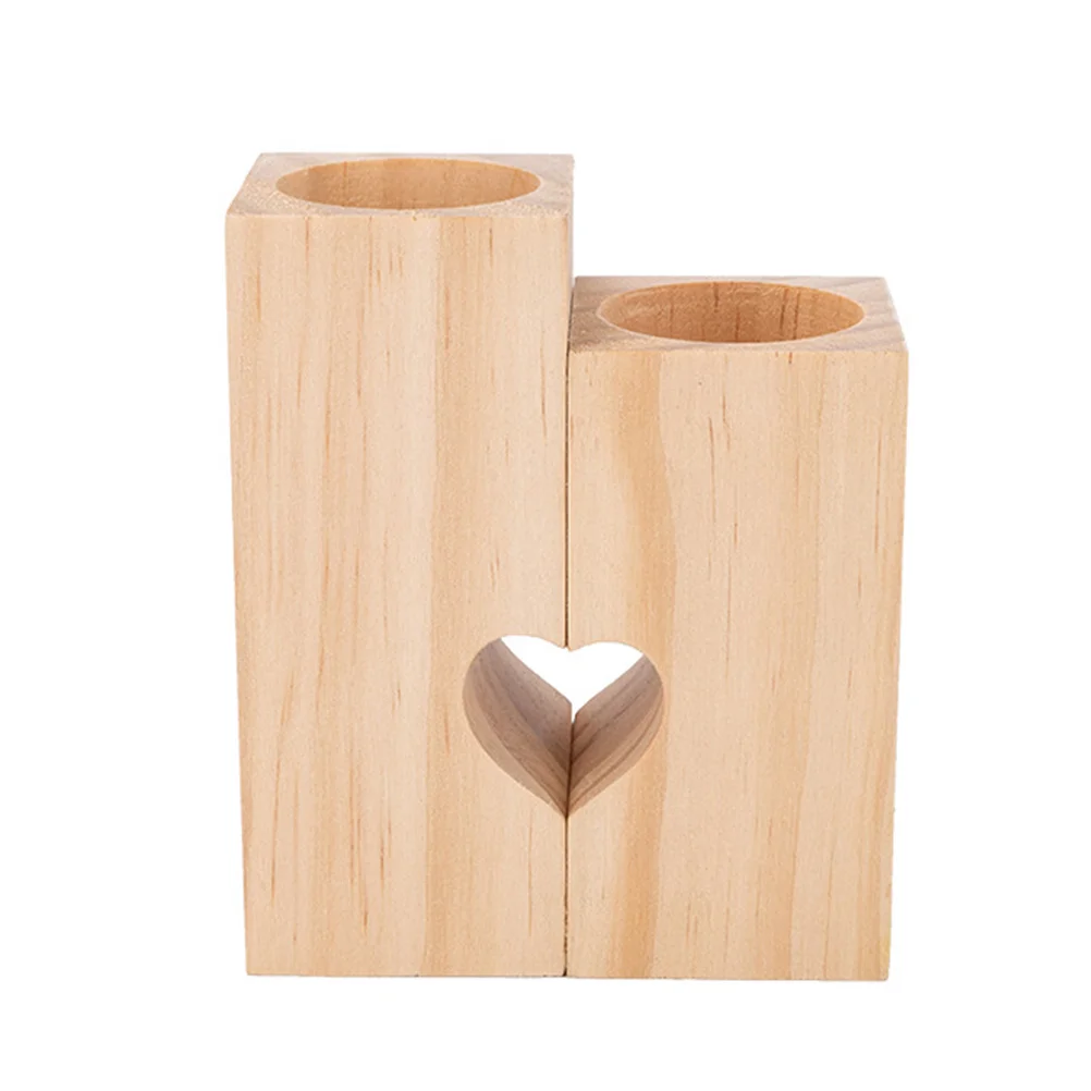 

Holder Heart Wooden Tea Light Wedding Party Candlelight Stand Birthday Candleholder Natural Candlestick Romantic Tealight