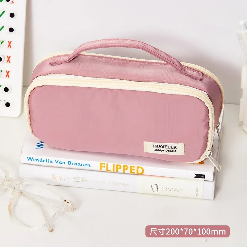 Большая вместительная фиолетовая сумка-карандаш модные корейские канцелярские