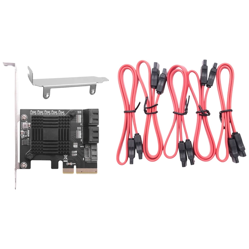 

PCIE to 5-Port SATA3.0 Expansion Card Computer Chassis Adapter Card JMB585 Chip