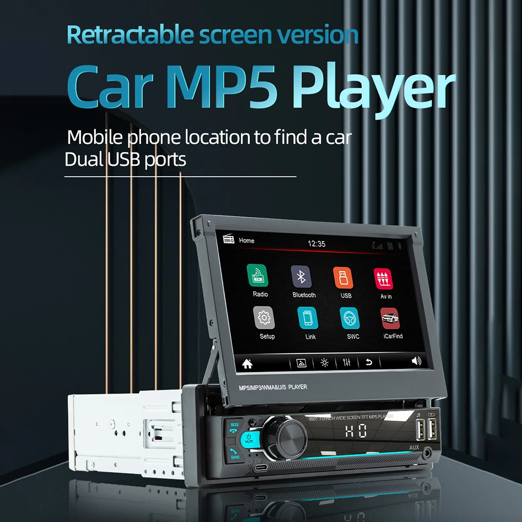 

7-inch Auto MP5 Hands-free Dual USB AUX Resettable Radio Music Film Player