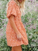 elegant dresses women printed high waist o neck short sleeve pullover mini dress summer spring casual streetwear