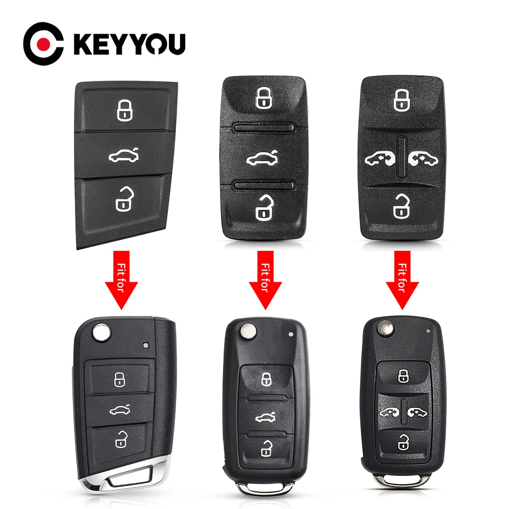 Фото KEYYOU 10 шт. 3 кнопки резиновый автомобильный дистанционный ключ для Volkswagen VW Golf 7 4 5 Mk4 6 для Skoda Octavia для Seat Leon Ibiza Altea №1