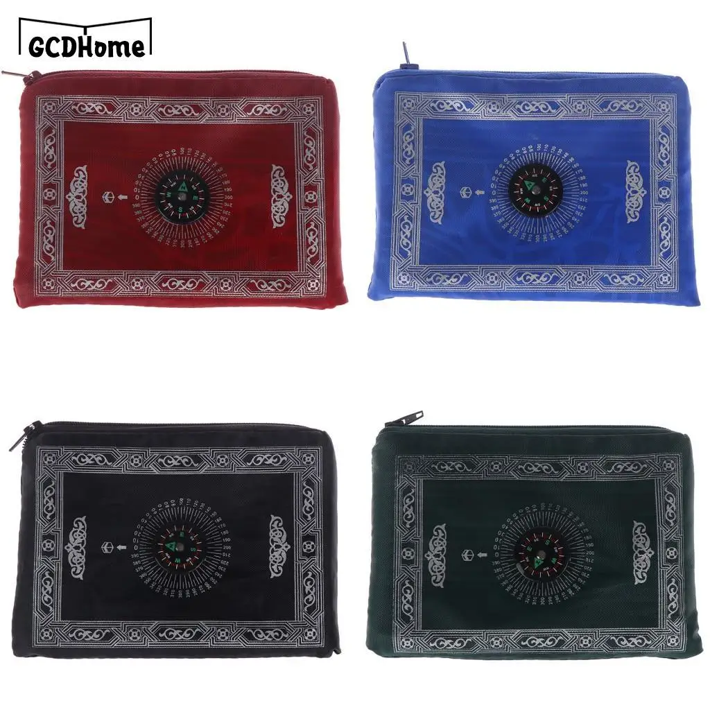 

100x60cm Eid Mubarak Portable Prayer Rug with Compass Kneeling Poly Mat for Muslim Islam Waterproof Prayer Mat Carpet With Bag