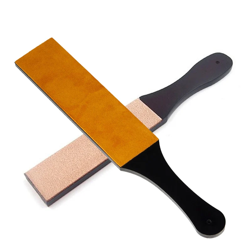 Afilador de cuero genuino para afeitado, cuchillo plegable para afilar cinturones de cuero, pasta de pulido