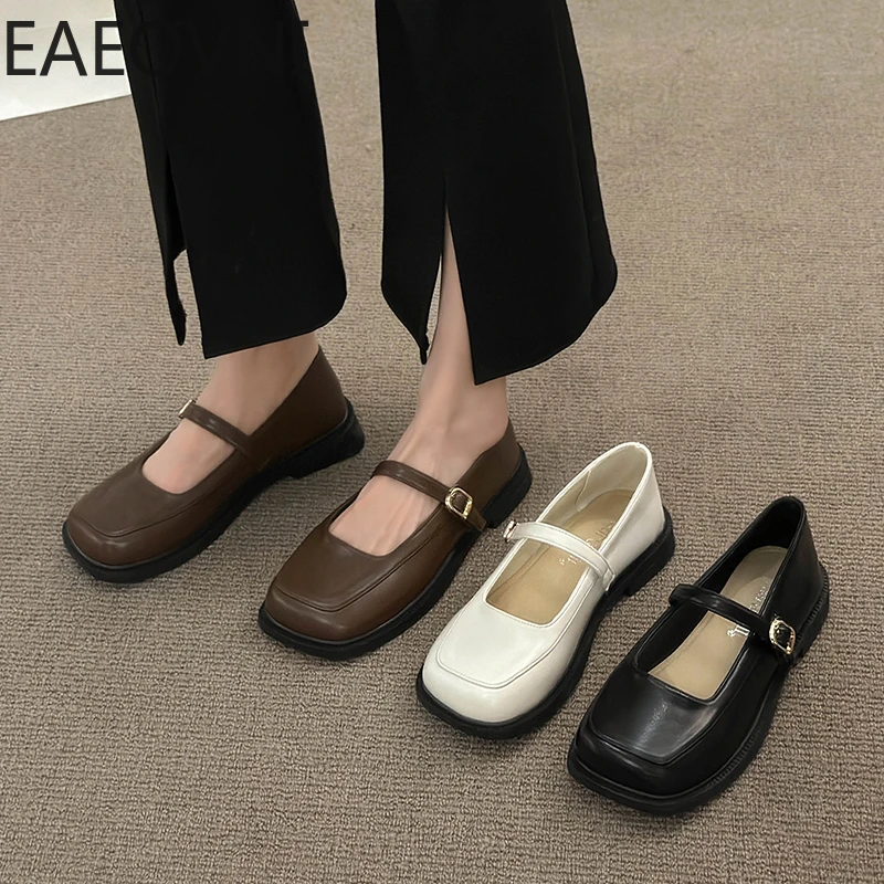 

Туфли-лодочки женские с квадратным носком, туфли-лодочки, Винтажная обувь на низком каблуке для девушек и женщин