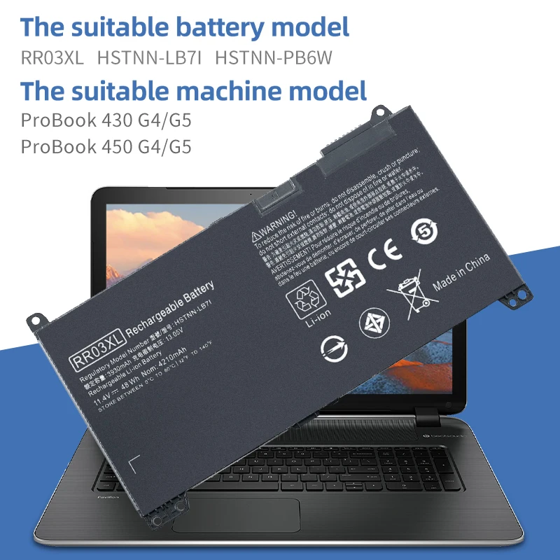 SUOZHAN RR03XL Аккумулятор для ноутбука HP ProBook 430 440 450 455 470 G4 G5 HSTNN-PB6W HSTNN-UB7C HSTNN-LB71