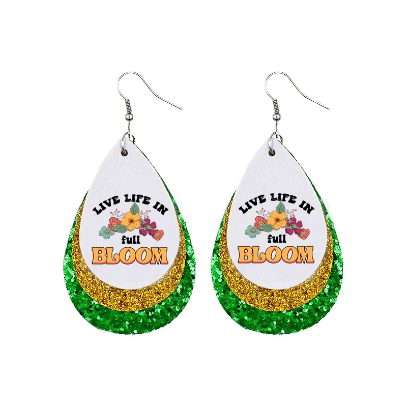 

2022 New Fashion Mom Theme Earrings Faux Leather Teardrop Earrings