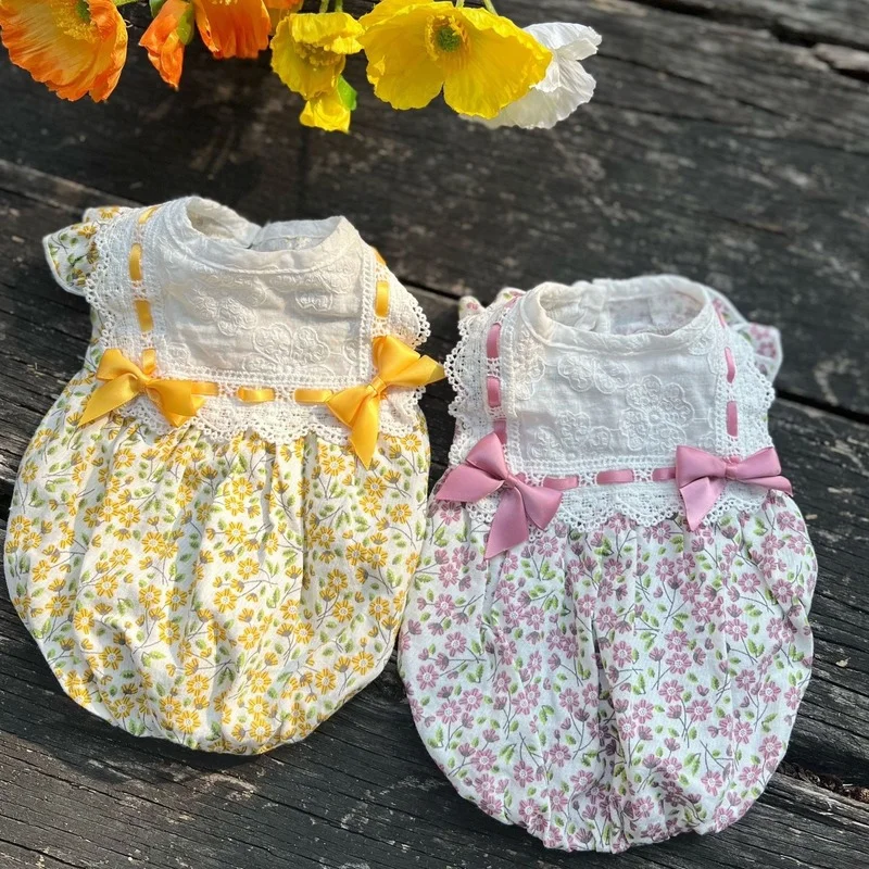 

Цветочное платье, одежда для домашних животных, юбка для собак и принцесс, одежда для собак, маленький костюм, тонкий Французский бульдог, ле...