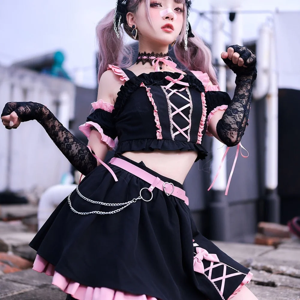 

Юбка в японском стиле Харадзюку для девочек, мини-юбка с завышенной талией и вышивкой, милая Лолита, y2k, на лето