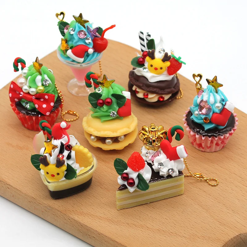 

Simulation Dessert Keychain Cute Bread Cake Car Couple Bag Ornament Christmas Ice Cream Pendant Girl Kids Fashion Trinkets Gift