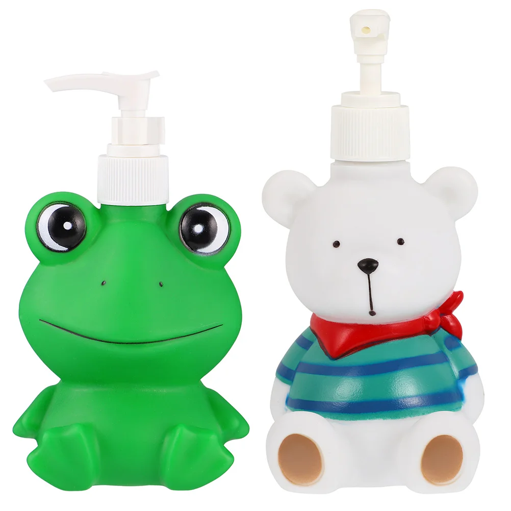 

2 Pcs Press Bottle Travel Foam Pump Shampoo Bottles Push Type Cartoon Holder Lotion Dispenser Vinyl Material Refillable