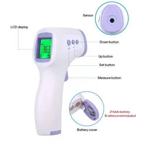 Термометр медицинский Бесконтактный с ЖК-дисплеем, инфракрасный измеритель температуры тела для детей и взрослых