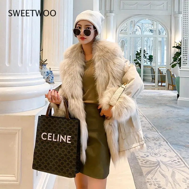 Faux Fox Fur Coat Oversized Female Jacket Warm Double-Sided Coats Women 2021 New Fur Parka Inner Jacket Long