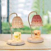 simple exquisite flower shaped lamp shade candle melting wax warmer candle melt table lamp marble base dimming switch