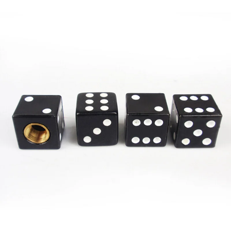 

4PCS Dice Valve Caps High Quality Black Tire Air Valve Stem Caps Car Trunk Bike Bicycle Wheel Rims Accessories