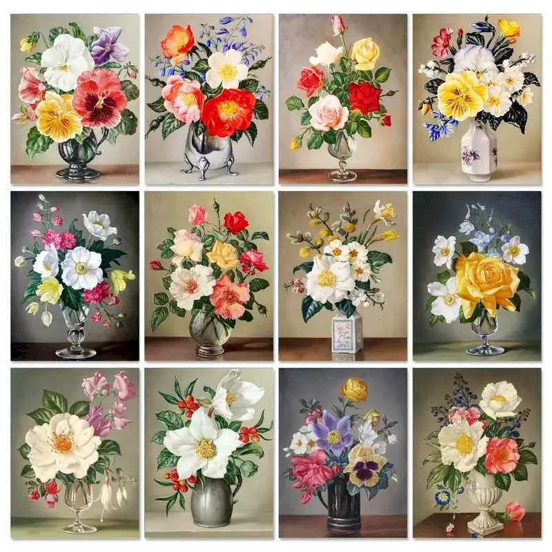 

Gatyztory Full Square Drill 5D DIY Diamond Painting Flower Mosaic Handmade Embroidery Cross Stitch Home Decor