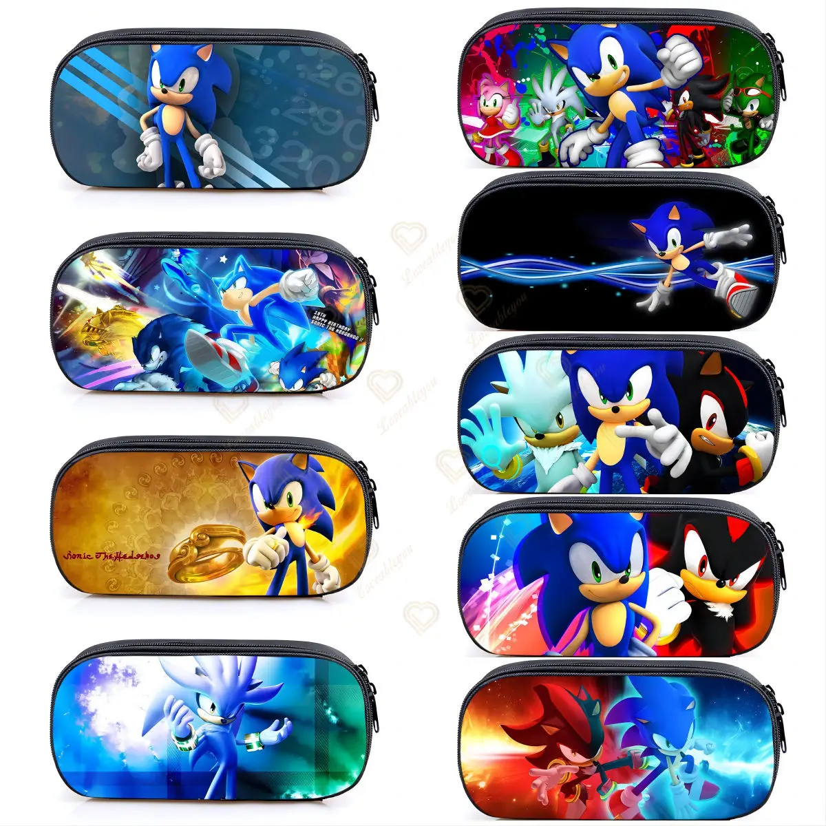 

Cute Sonic Pencil Case Big Pencil Box Portable Girls Pen Bag Double Layer School Pouch Kawaii Stationery Pensil Case