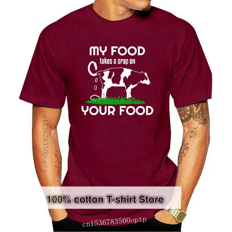 

New FOOD TAKES A CRAP VEGITARIAN VEGAN MEAT EATER MENS FUNNY T-SHIRT
