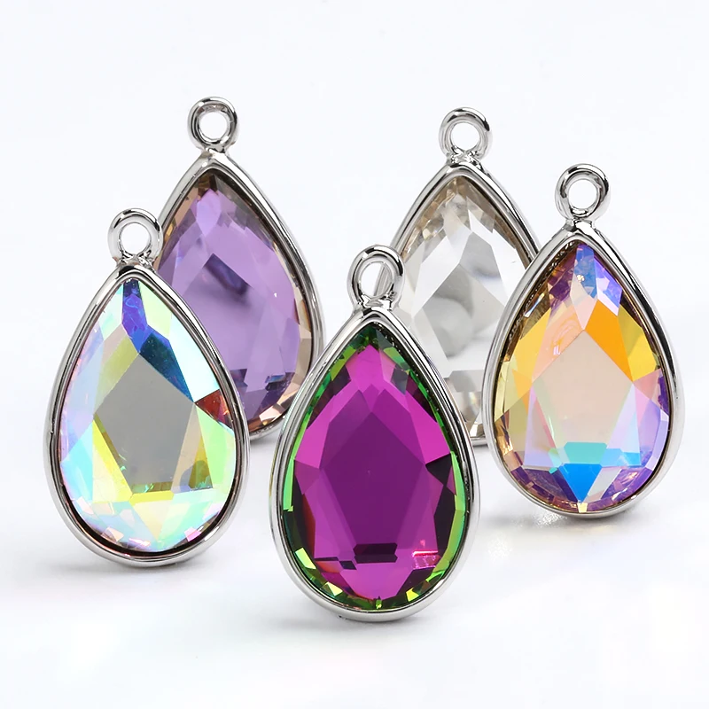 

Подвески Стразы в форме капли, ожерелье, камни AB, цветные блестящие стеклянные кристаллы с медными крапанами, Набор для изготовления ювелир...